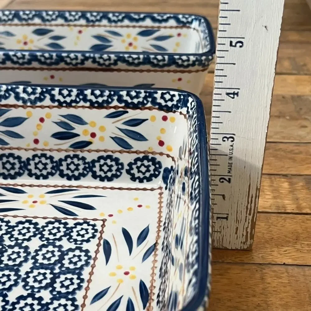 Temptations By Tara Old World Blue Floral Baking Dishes 1 & 1.5 Quart
